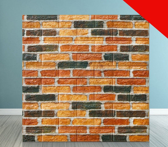 Wallpaper Wall Sticker 3D  Stacked Stone Look  YELLOW